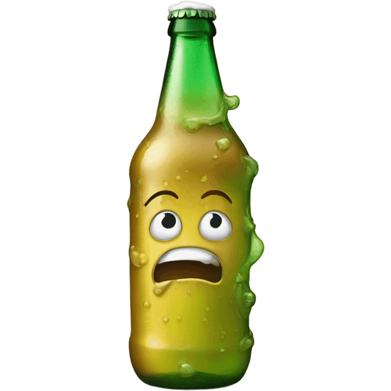 Beer bottle throwing up sick emoji