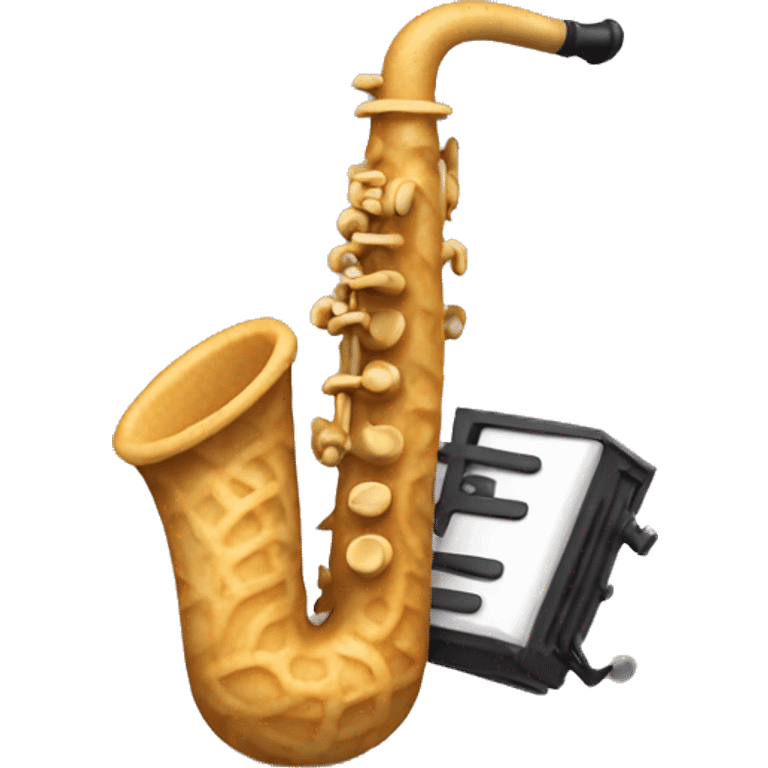 waffle punching a saxophone emoji