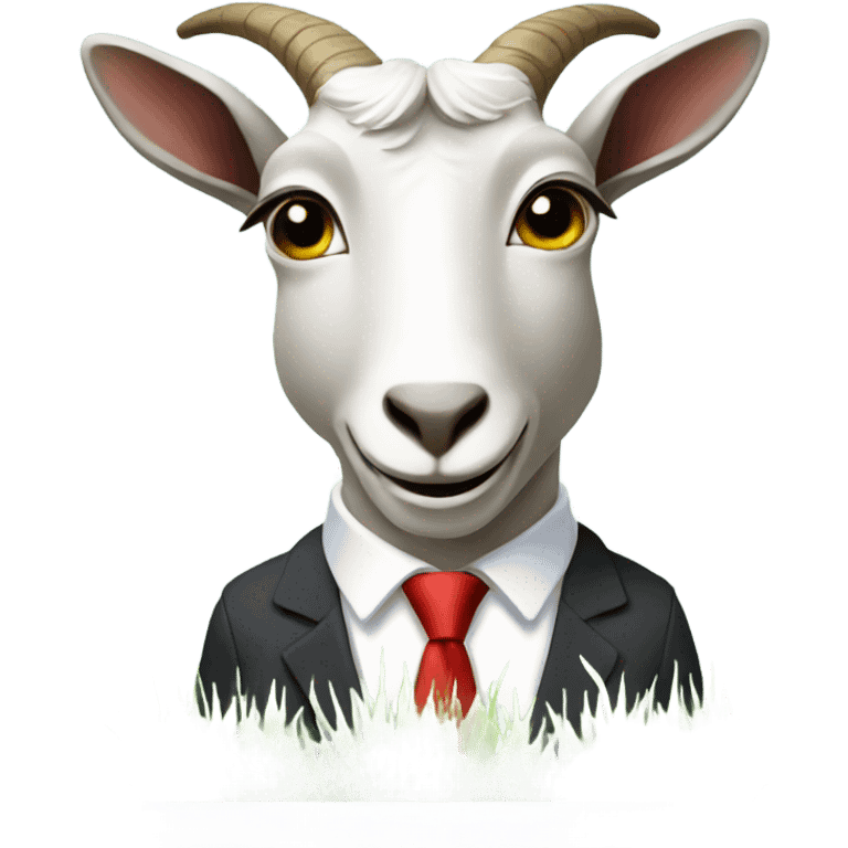 Goat in business suit eating grass emoji