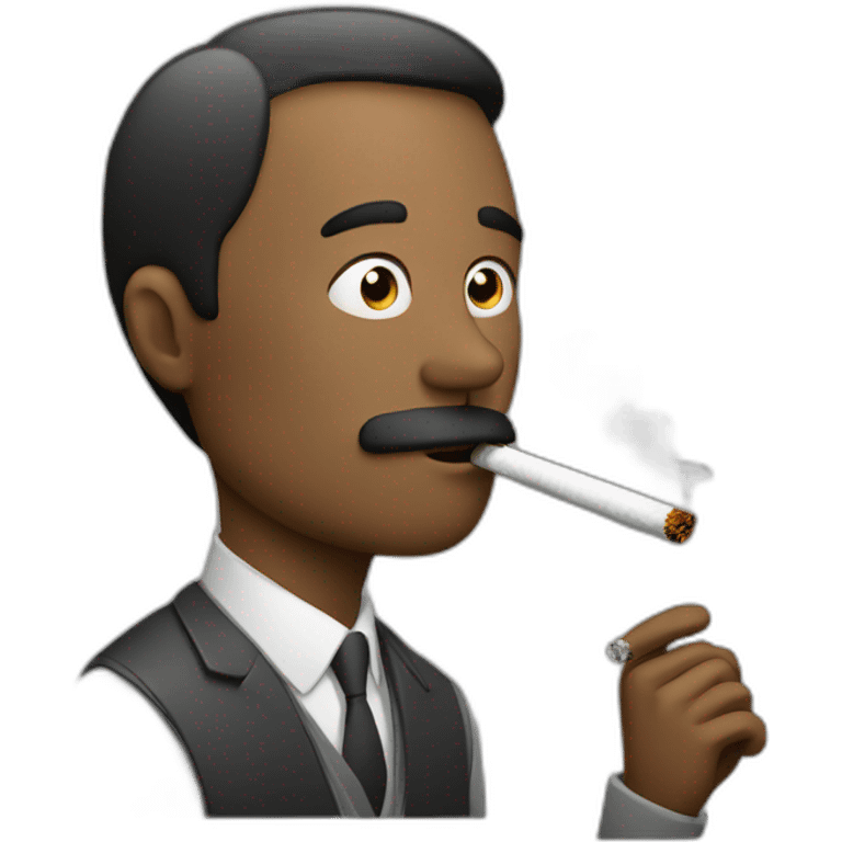 Men smoking cigarette with smoke emoji