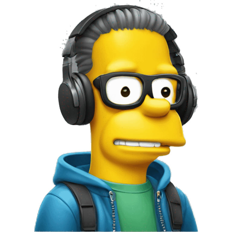 bart simpson is happy, listens to music emoji