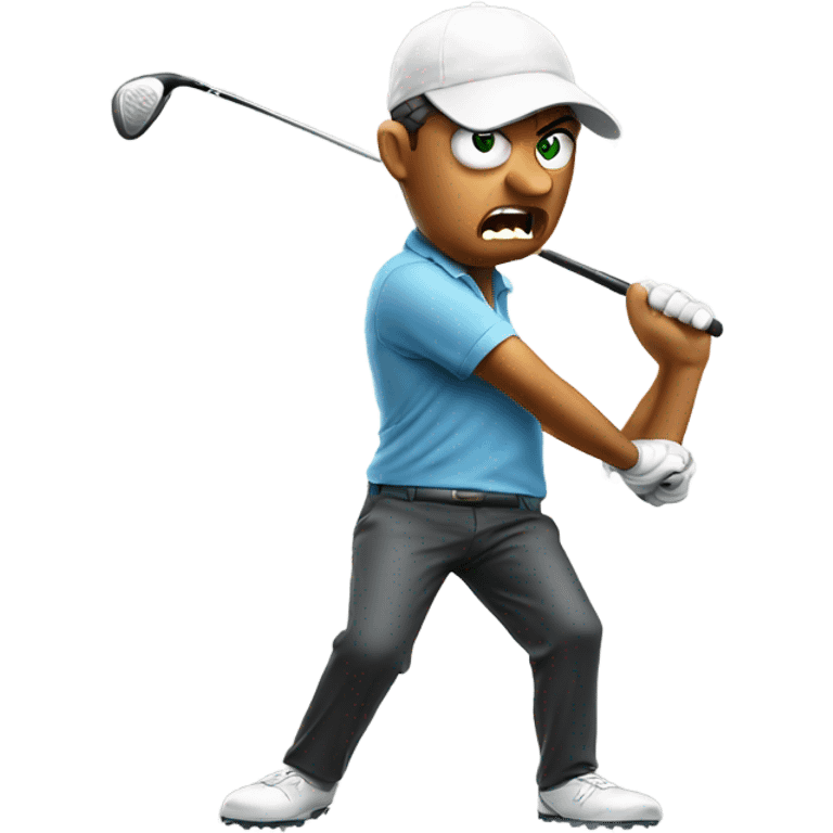 Angry golfer breaking a golf club emoji