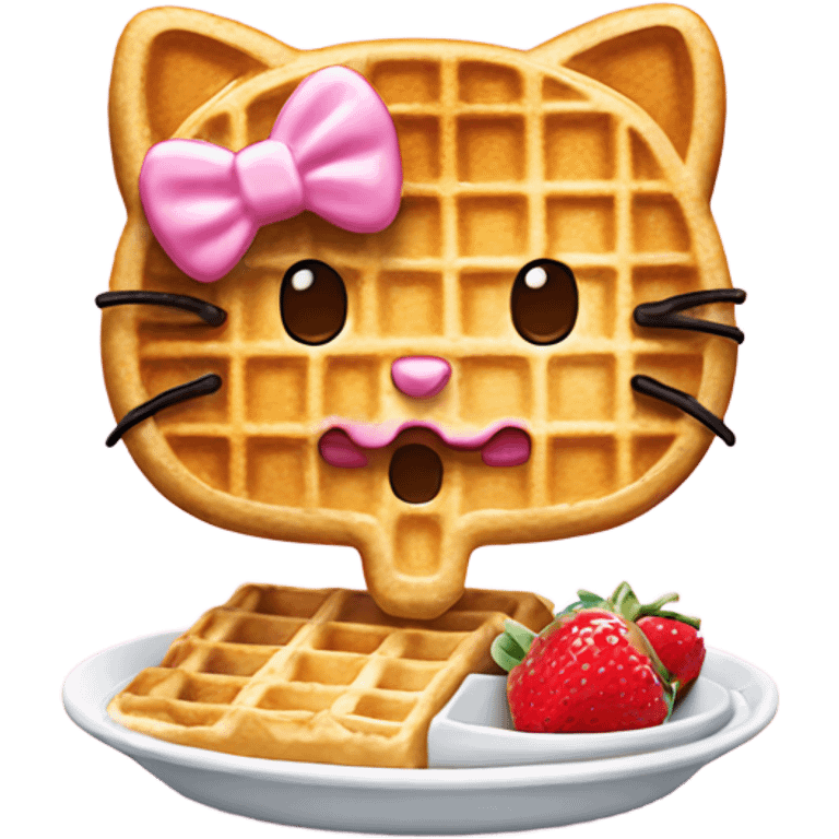 Hello kitty eats waffle emoji