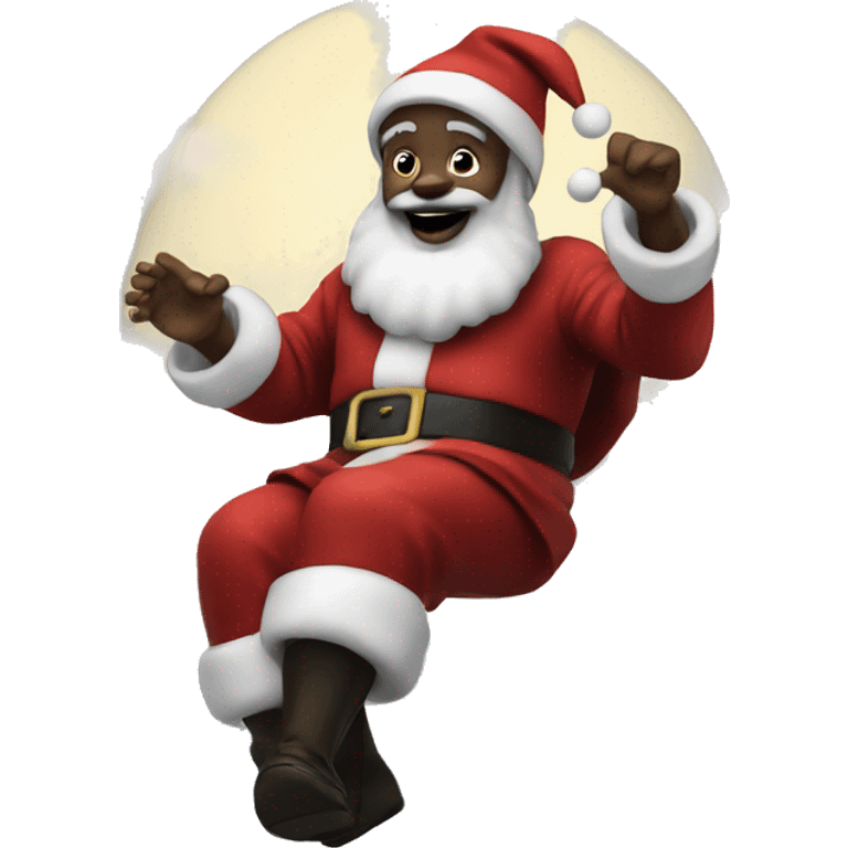 Black Santa in the sky emoji