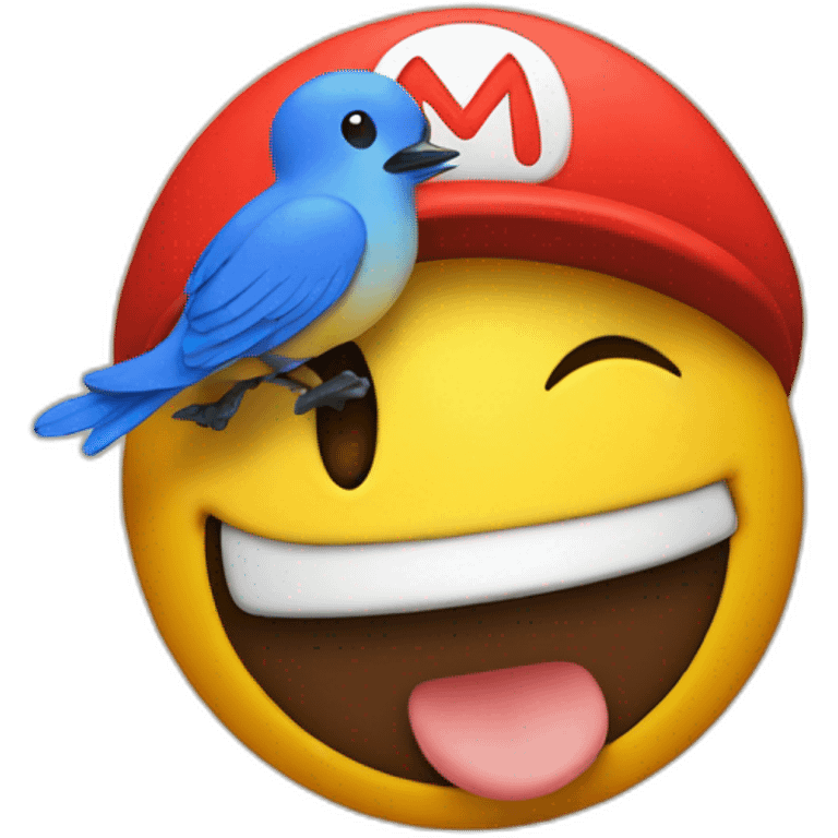 Smiley with a Mario cap and a bird emoji