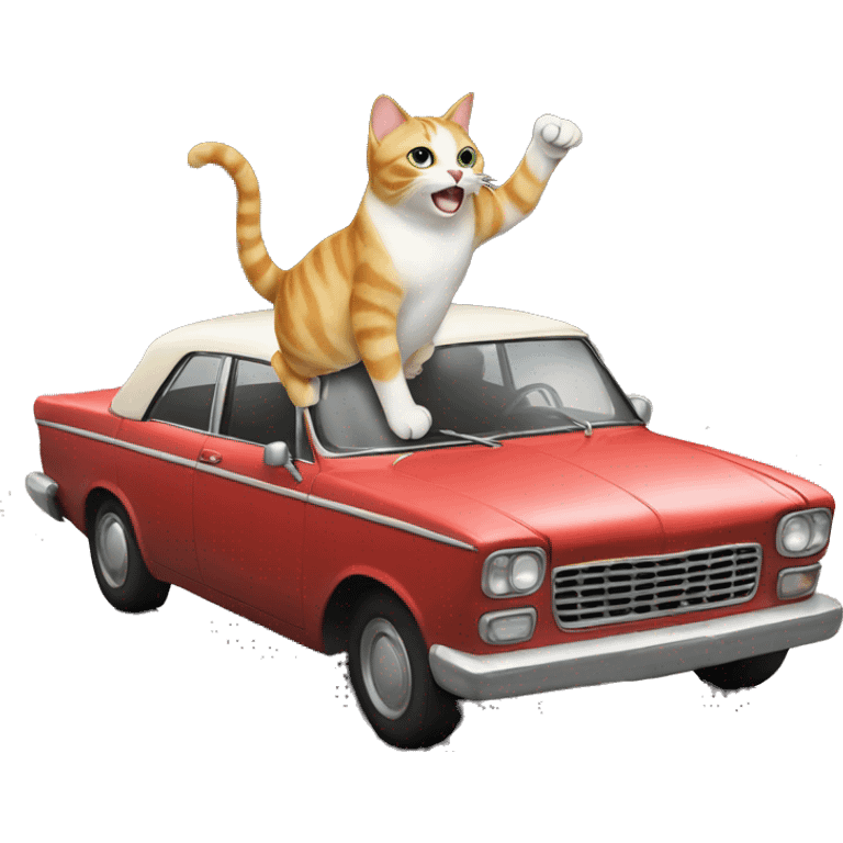 Cat dancing on car emoji