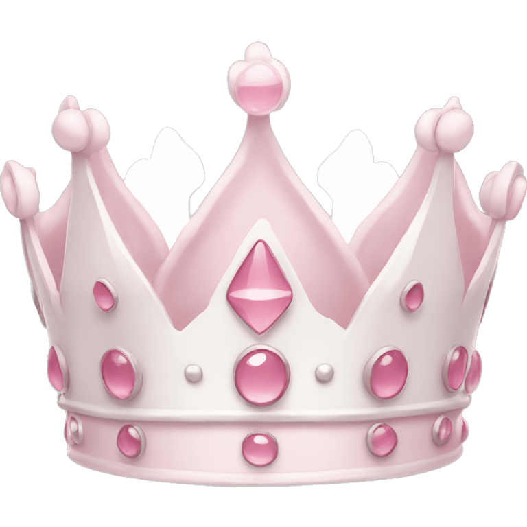 White and pastel pink crown emoji