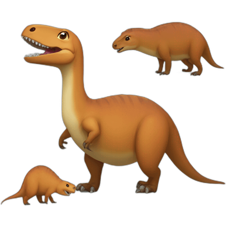 dinosaur friends with capybara emoji