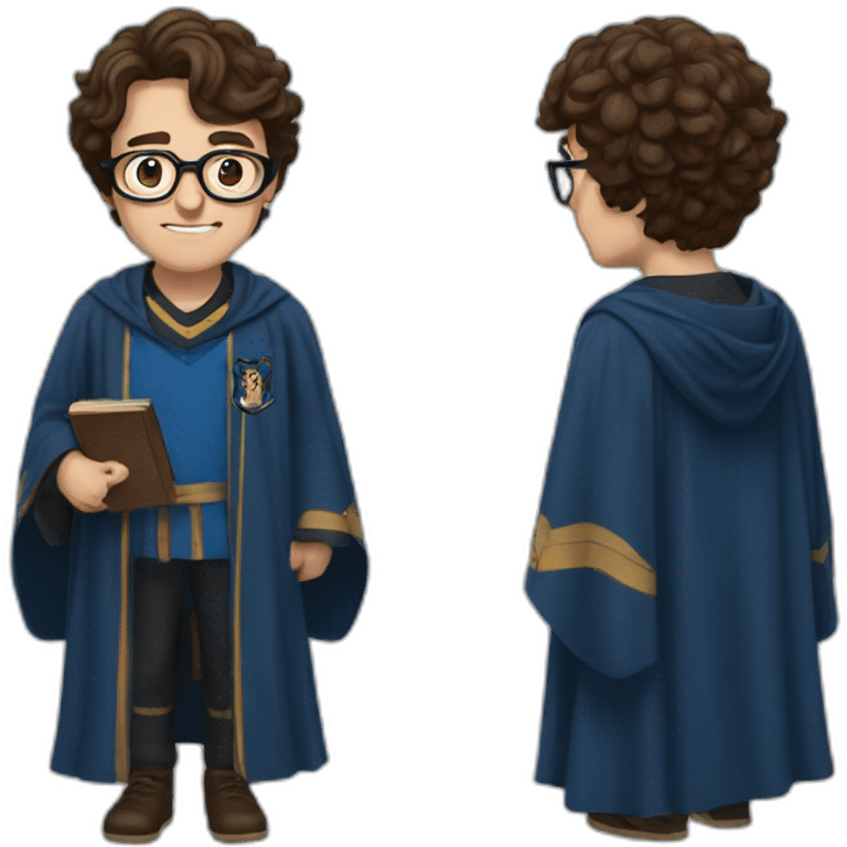 brown haired man wearing glasses and a Ravenclaw robe emoji