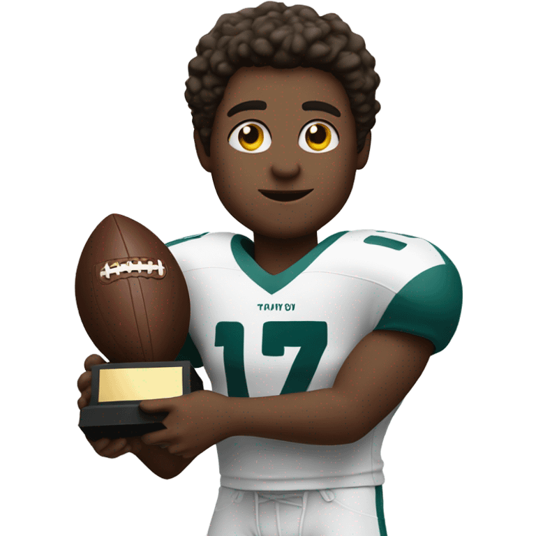 White Football player in jersey number 17, holding a trophy emoji