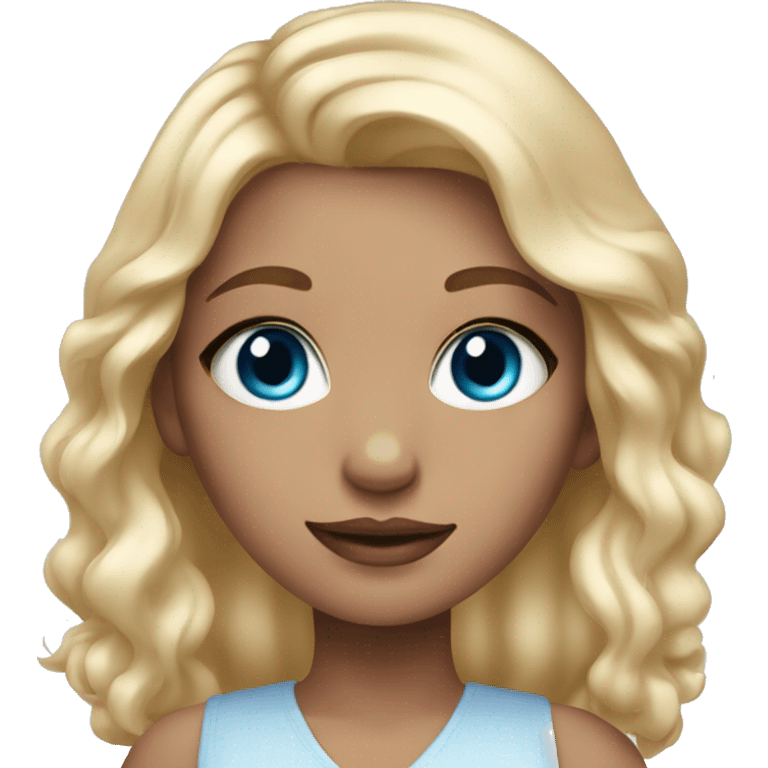 a girl with blonde hair and blue eyes with delicate make-up  emoji