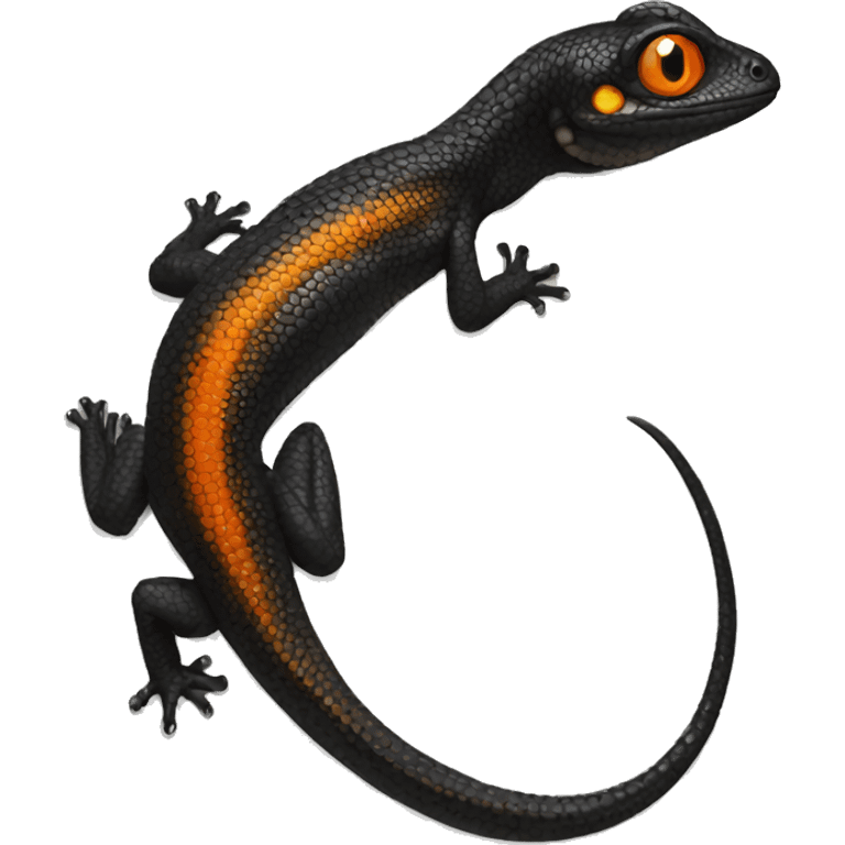 Black Shiny Lizard with Orange belly Full Body emoji