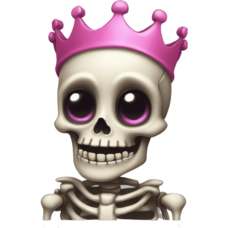 a cute SKELETON WITH A PINK CROWN emoji