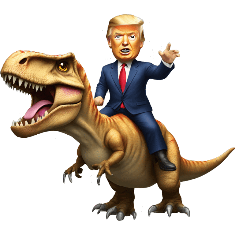 Donald Trump riding a t-Rex emoji