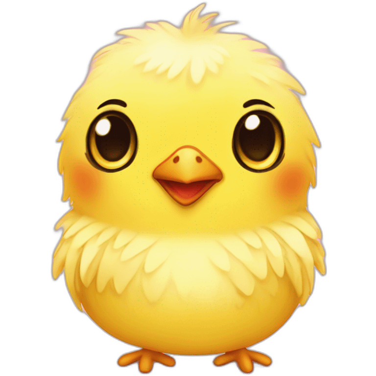 yellow fluffy chick in love with heart-shaped eyes emoji