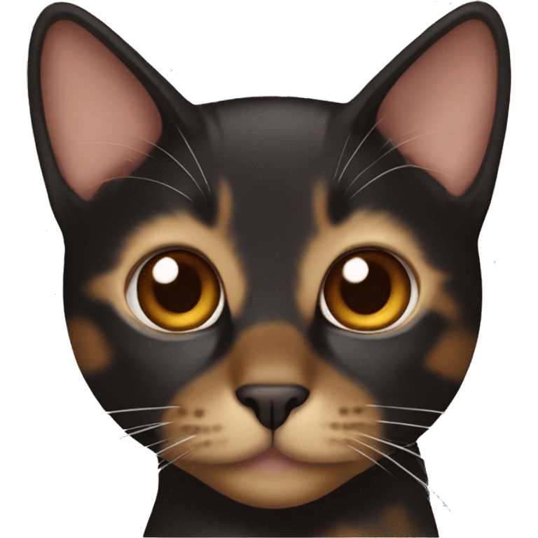 Black and brown cat with geterochromia emoji