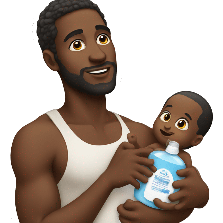 black man holding baby oil emoji