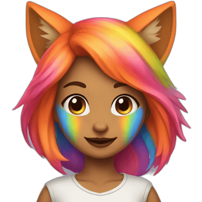 rainbow fox girl emoji