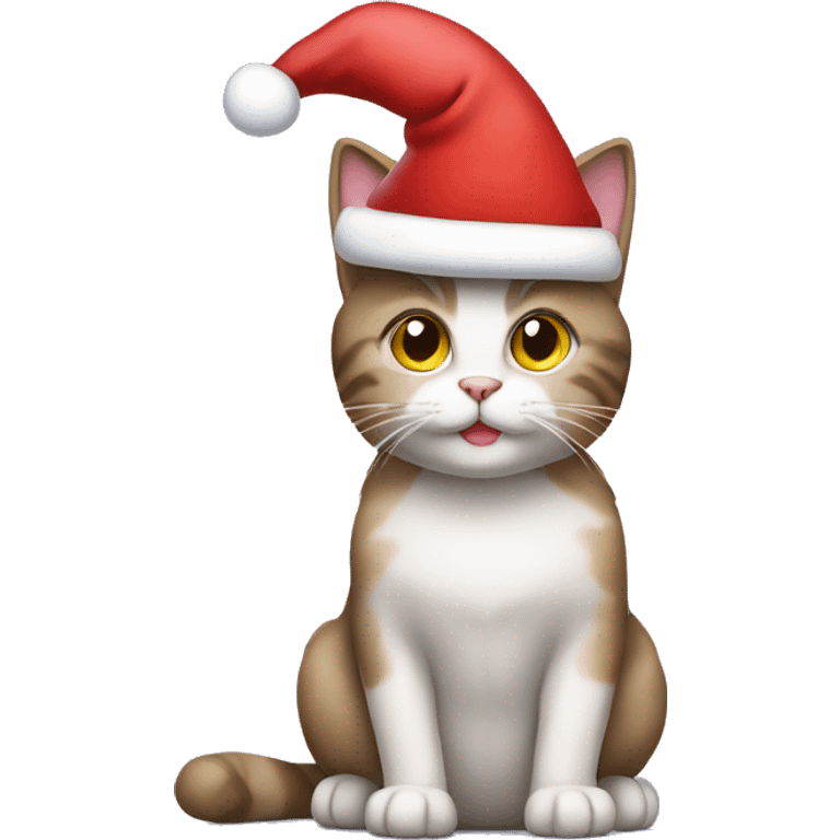 Cat wearing christmas hat emoji