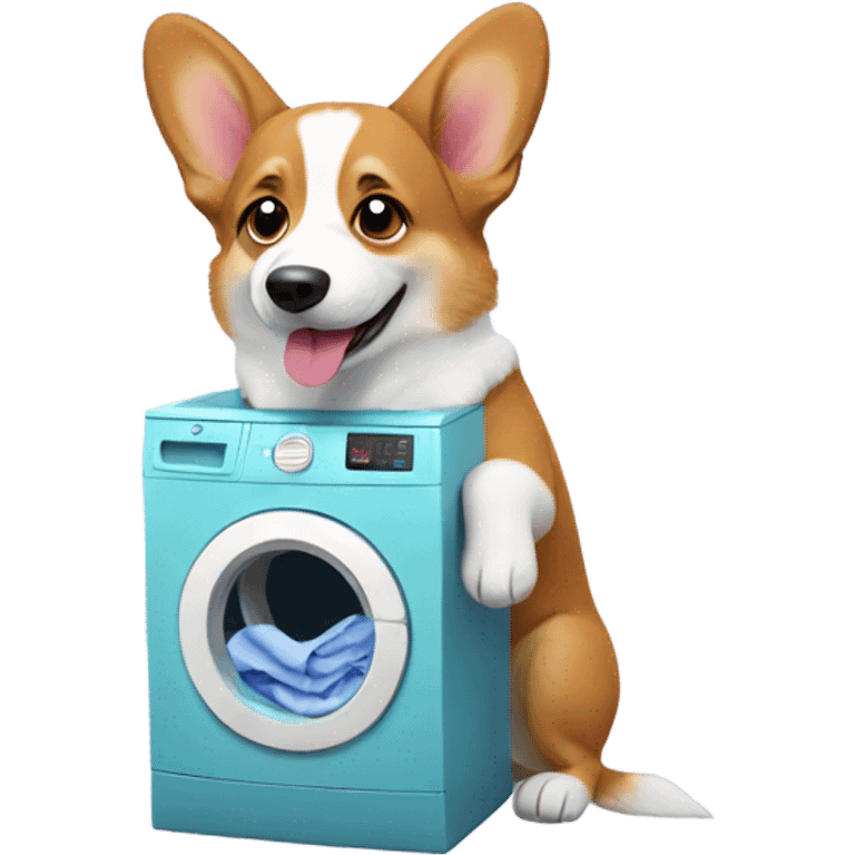 Corgi doing laundry emoji