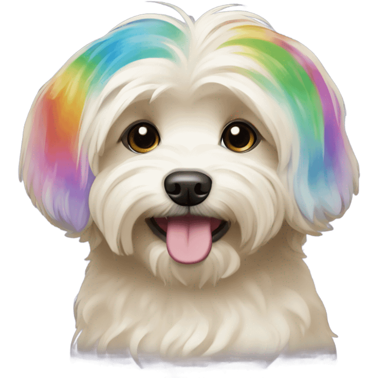 Cream colored havanese with RAINBOW TAIL (NOT RAINBOW EARS) emoji