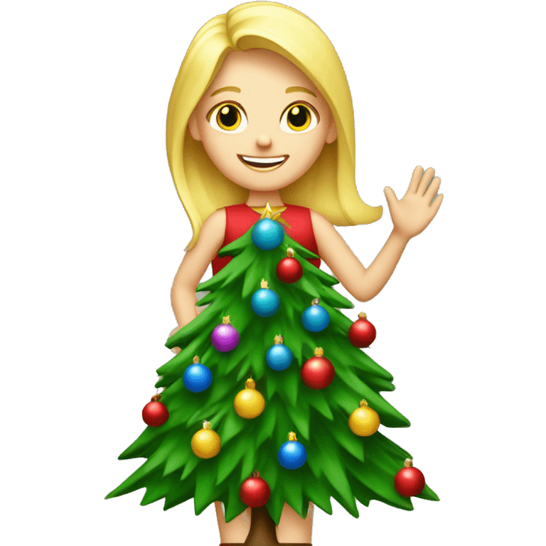 Blond Girl decorating Christmas tree emoji