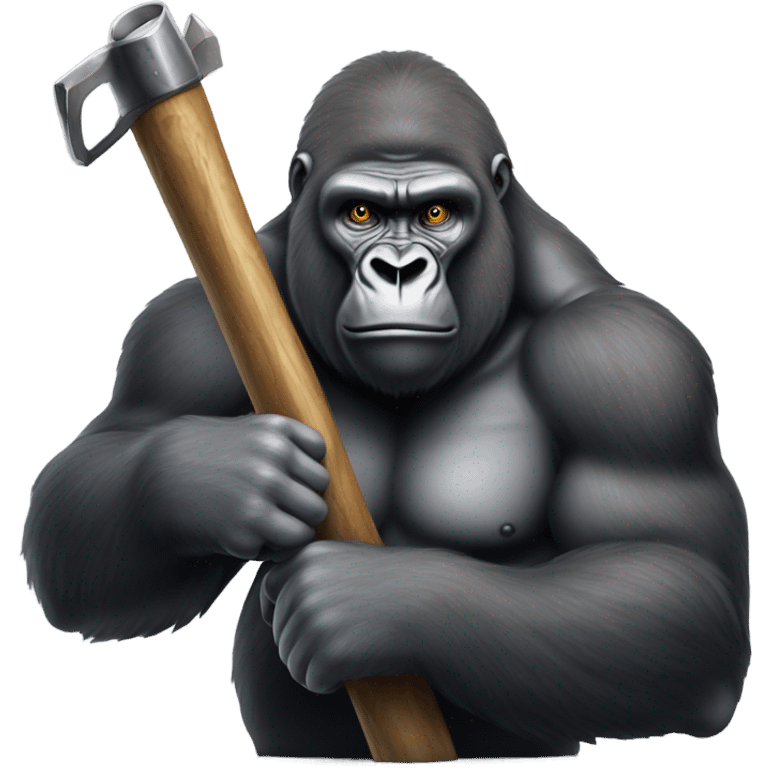 silverback gorilla holding hunting tool emoji