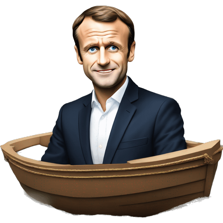 Emmanuel Macron dans un bateau  emoji