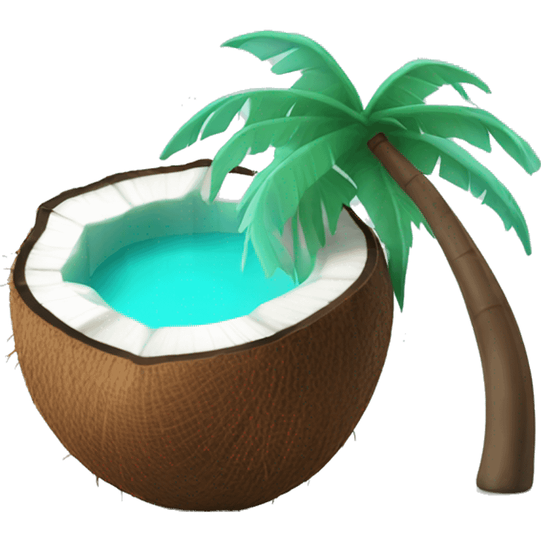 coconut with turquoise water inside emoji