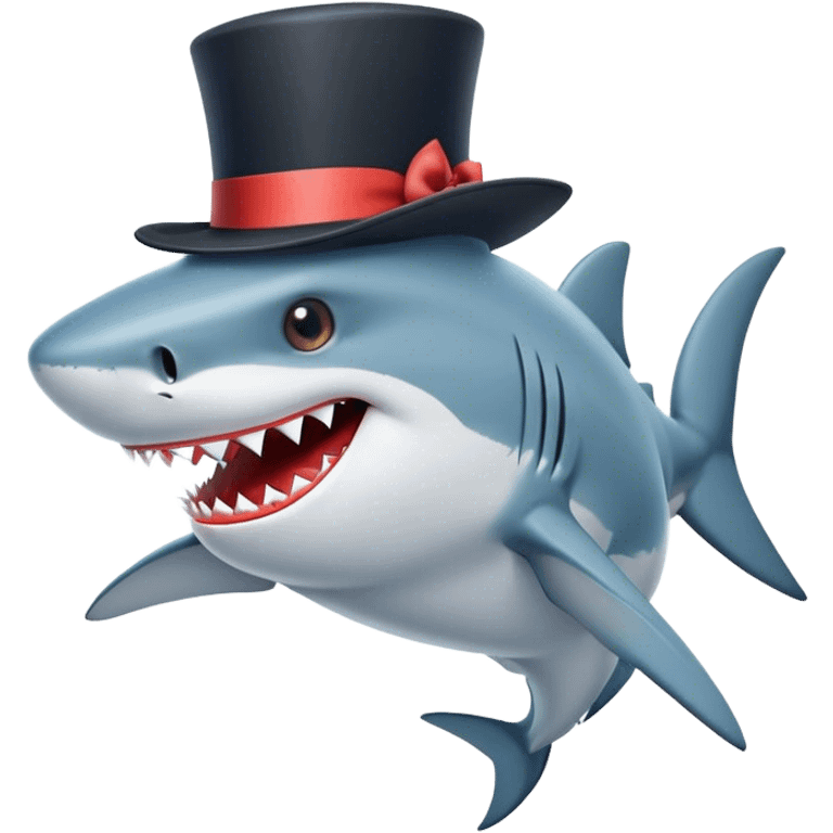 Shark with a top hat emoji