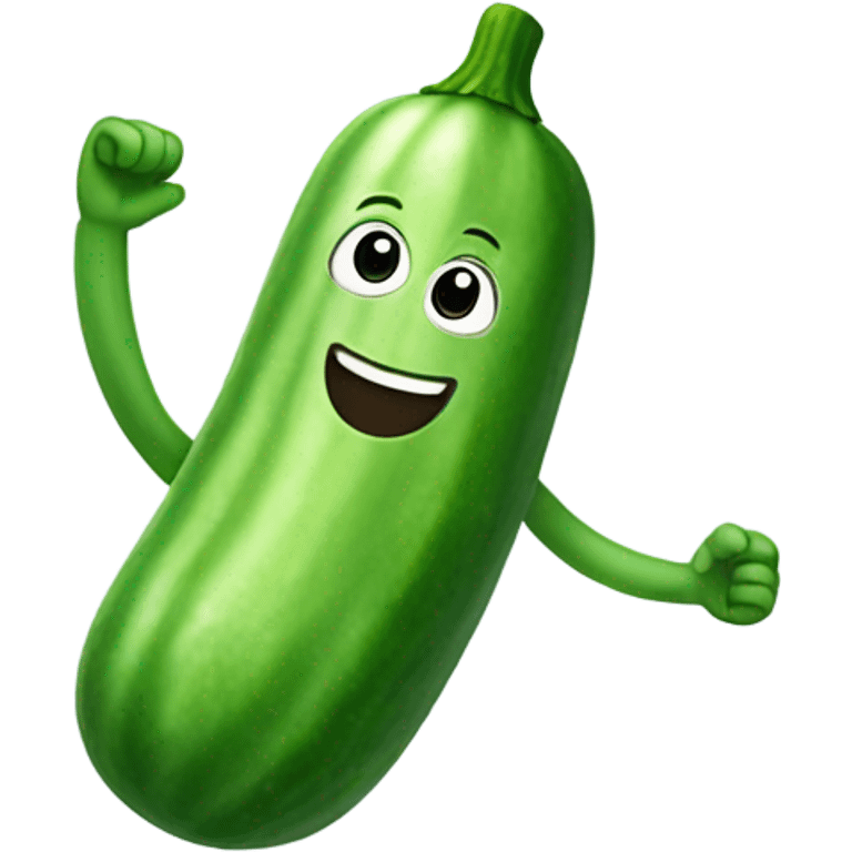 happy cucumber with hands up emoji