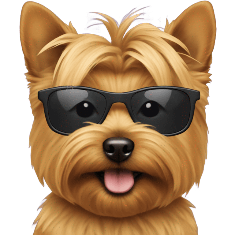 Norwich terrier wearing sunglasses emoji