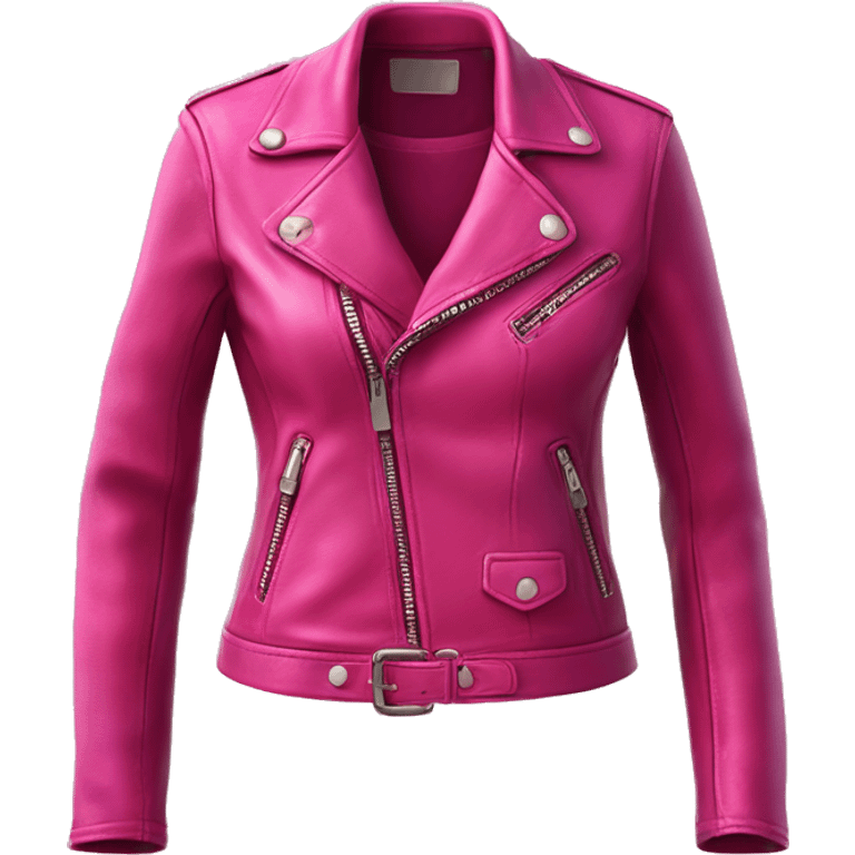 Realistic isolated open magenta ,hot pink,and Raspberry color ombre feminine fashion leather jacket.  emoji