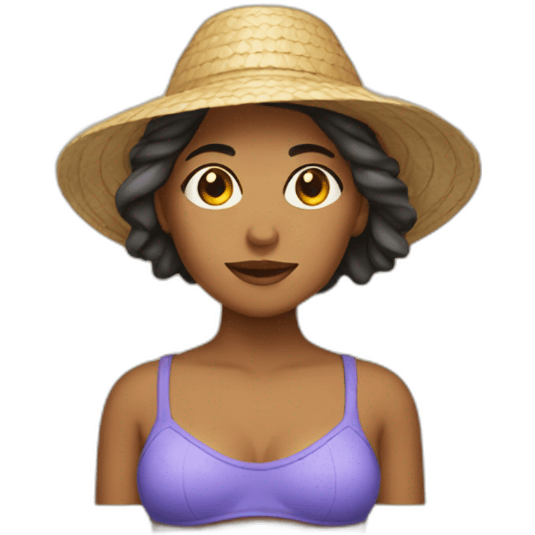 mujer en playa emoji