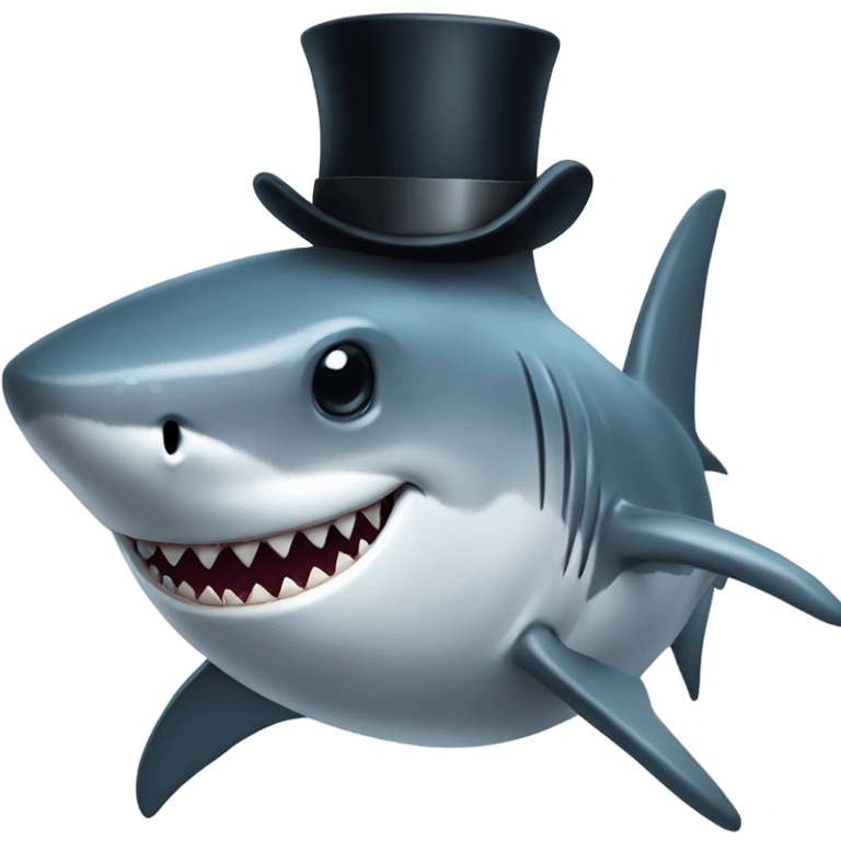 Shark with a top hat emoji