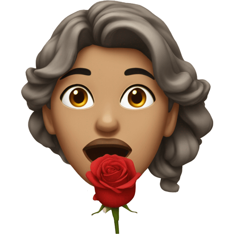 woman have a rose in her mouth  emoji