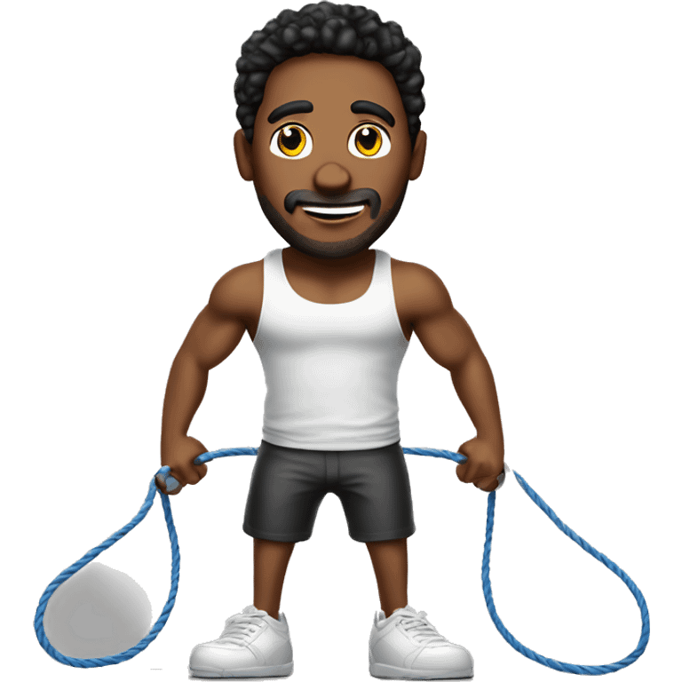 Create a man in a tank top jumping rope. Make his name Sex machine emoji