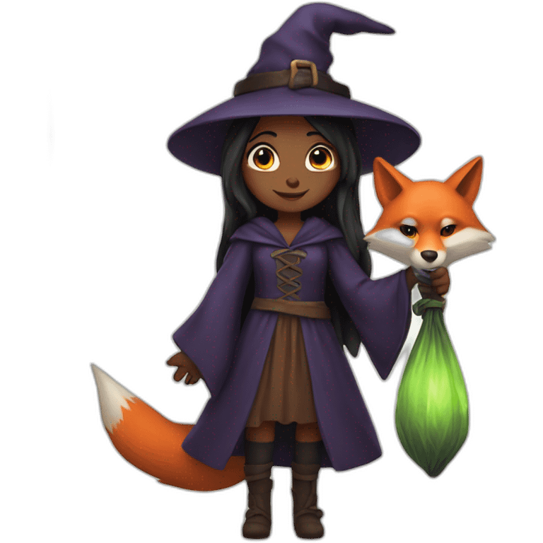 A witch with a fox in her arms emoji