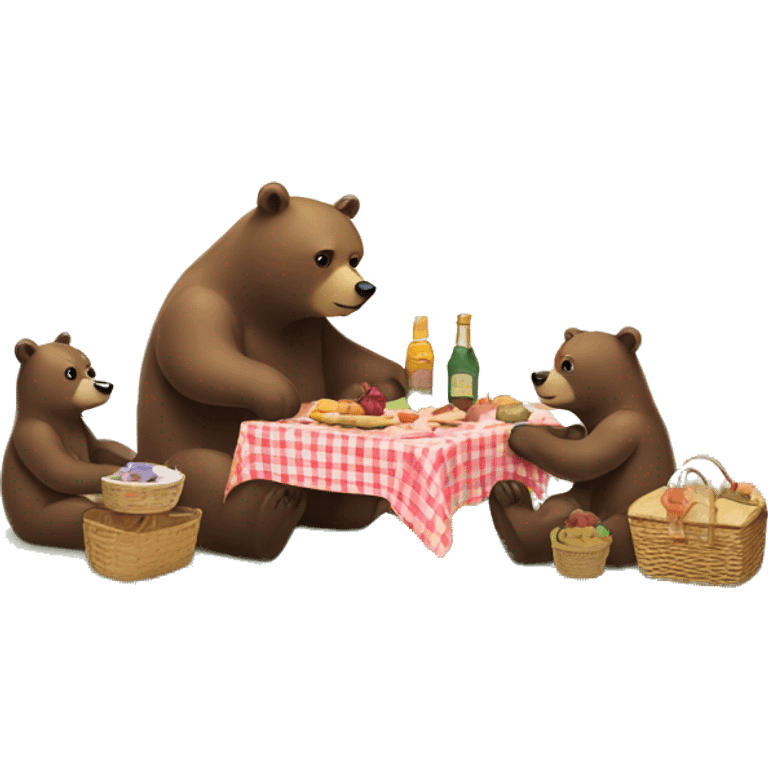 Bear having a picnic with its family emoji