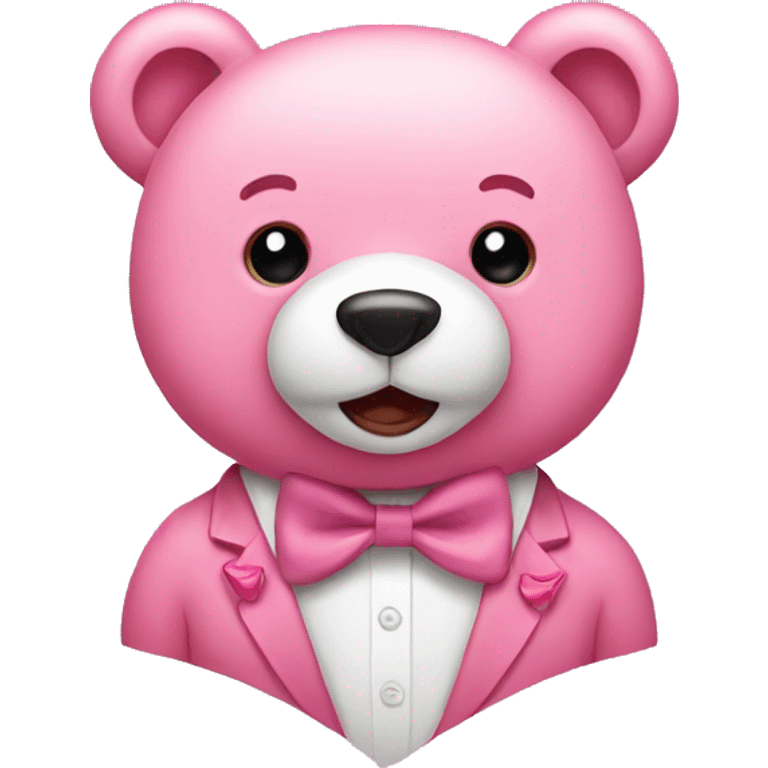 Pink bear with a bow tie  emoji