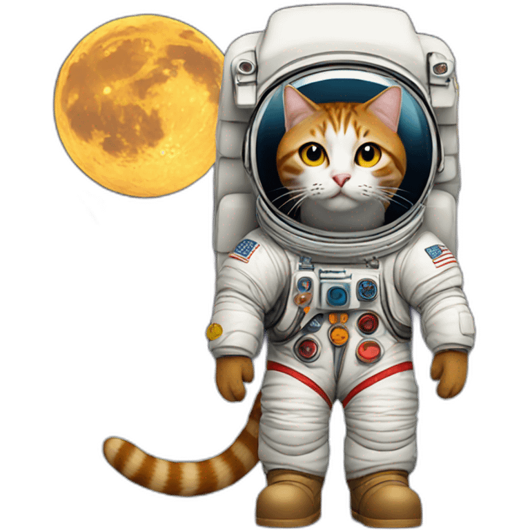 cat walking on moon with boots made of burgers emoji