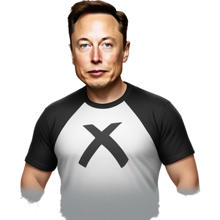 Elon musk wearing a T shirt with the X logo on it emoji