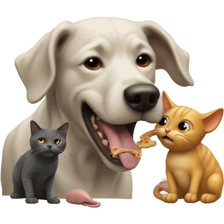 A dog eating a cat eating a rat eating the dog  emoji