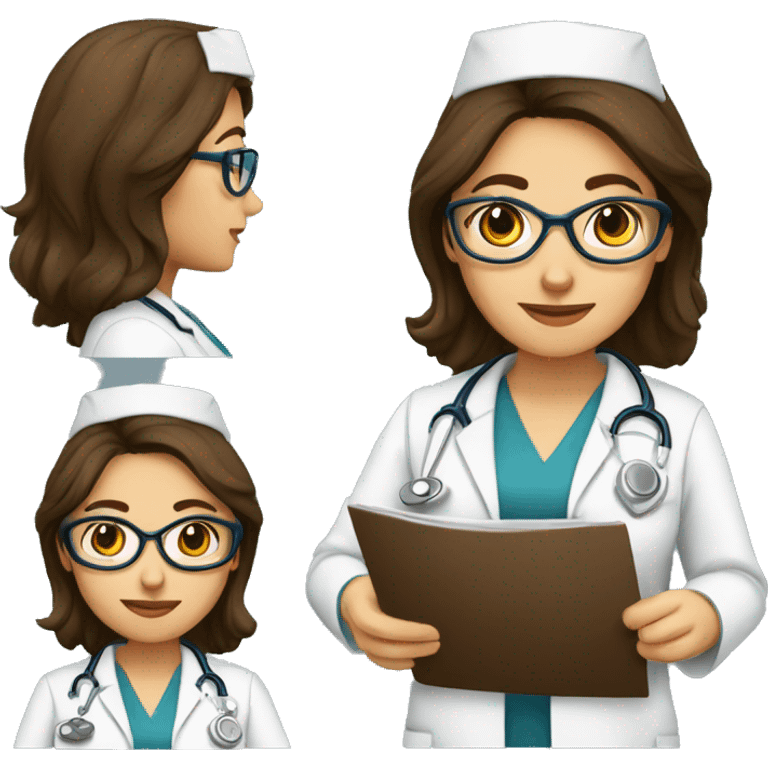 Femme brune médecin avec lunette  emoji