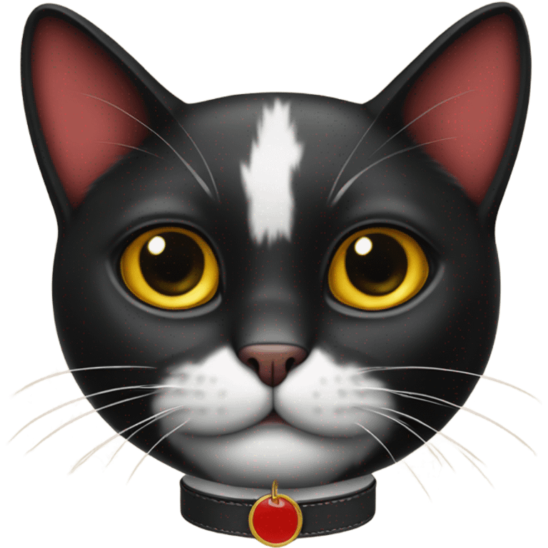 Gato negro con collar rojo  emoji