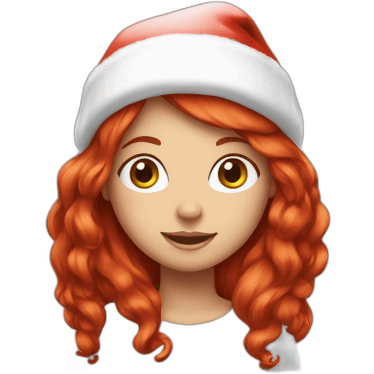 red head girl with santa hat on emoji