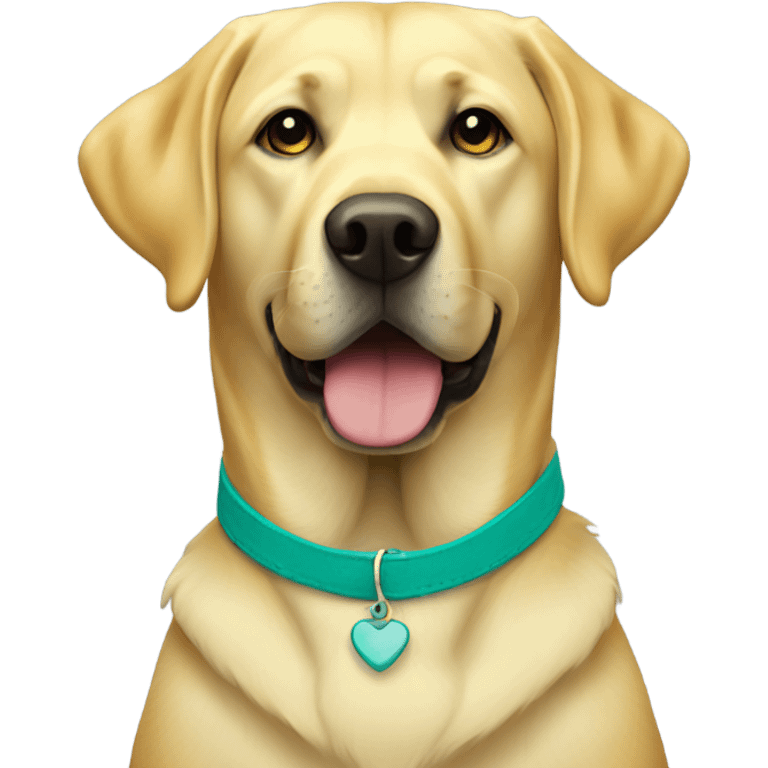 Yellow lab with teal collar emoji