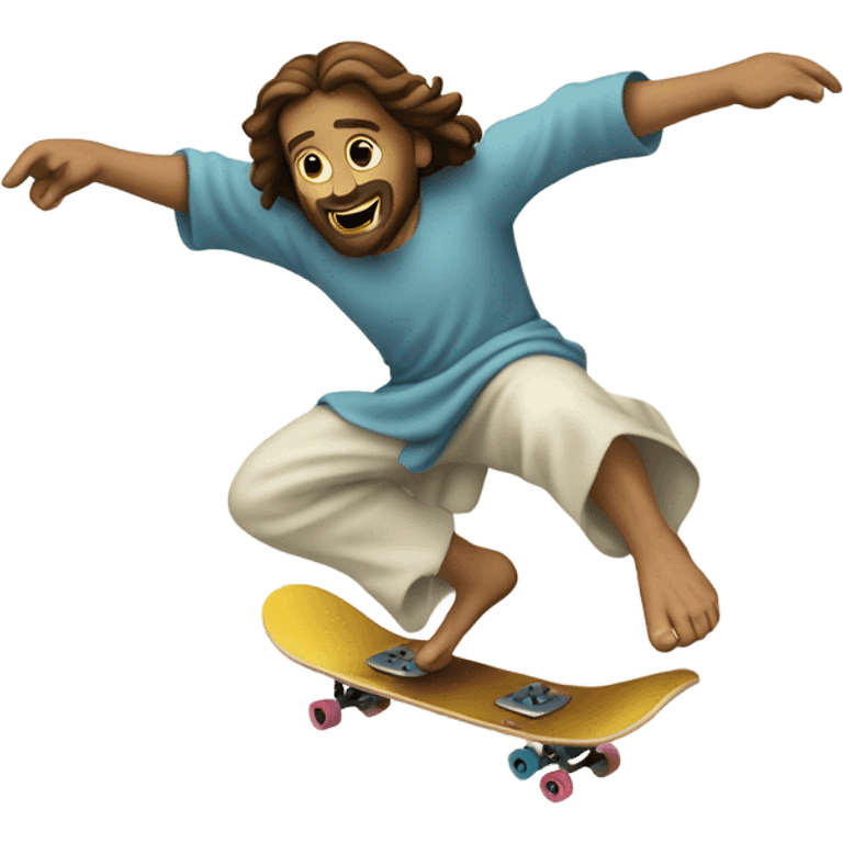 Jesus doing a kick flip emoji