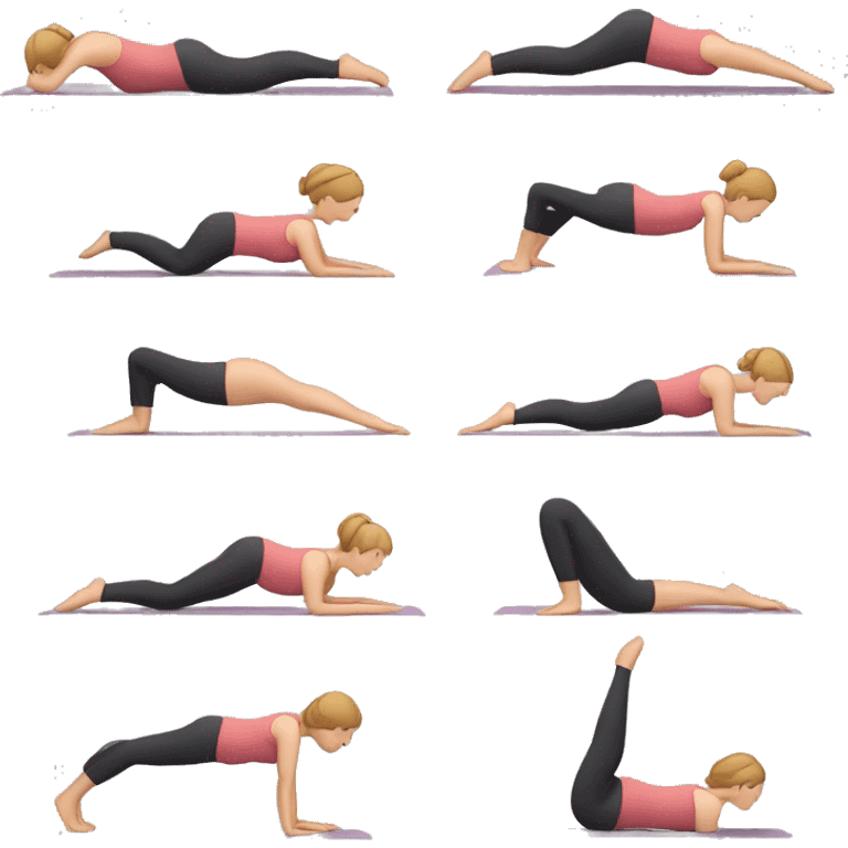  male emoji either side and female emoji in the middle doing downward dog yoga pose emoji