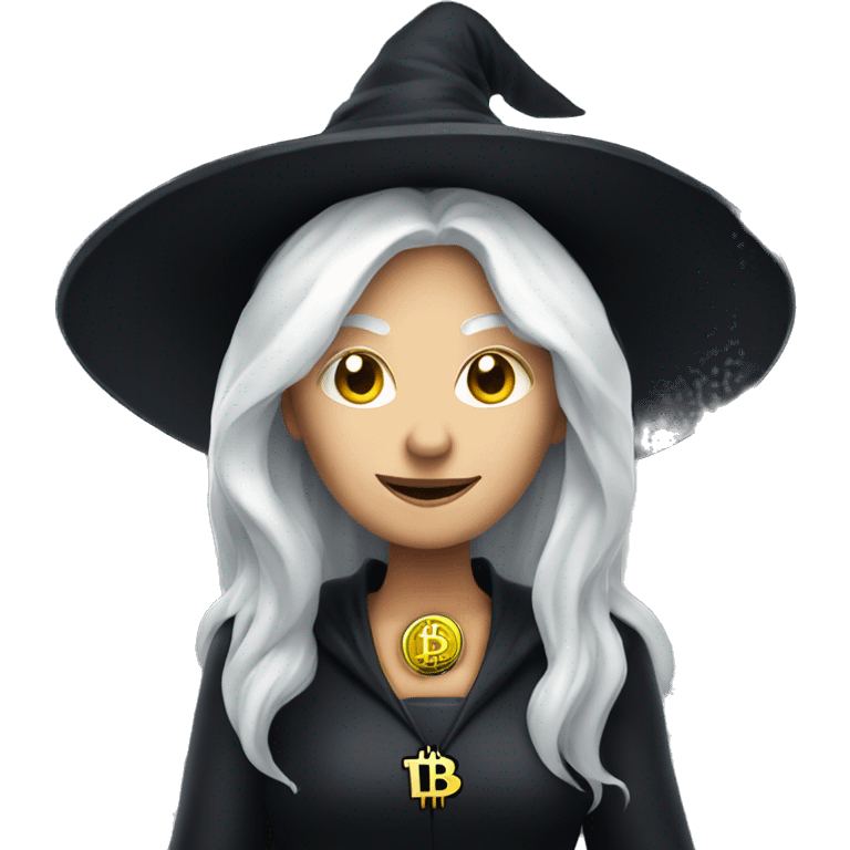 Witch with bitcoin, white skin, white hair  emoji